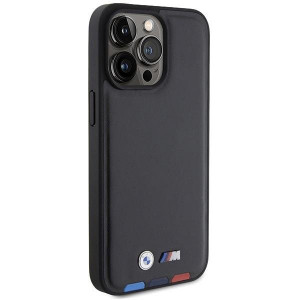 Оригинален гръб от естествена кожа BMW Leather Stamp Tricolor BMHCP15X22PTDK - iPhone 15 Pro Max черен - Img 4
