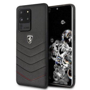 Оригинален гръб от естествена кожа FERRARI Heritage Quilted FEHQUHCS69BK - Samsung Galaxy S20 Ultra / S20 Ultra 5G черен - Img 1