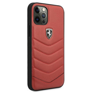Оригинален гръб от естествена кожа FERRARI Off Track Quilted FEHQUHCP12MRE - iPhone 12 / 12 Pro червен - Img 4