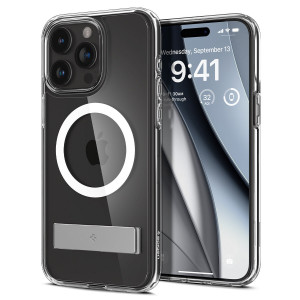 Оригинален гръб със стойка SPIGEN Ultra Hybrid S MagSafe - iPhone 15 Pro прозрачен - Img 1