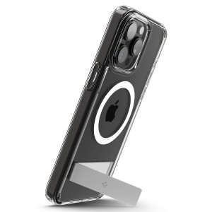 Оригинален гръб със стойка SPIGEN Ultra Hybrid S MagSafe - iPhone 15 Pro прозрачен - Img 12