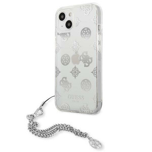 Оригинален гръб с верижка GUESS Peony Chain GUHCP13SKSPESI - iPhone 13 mini сив - Img 2