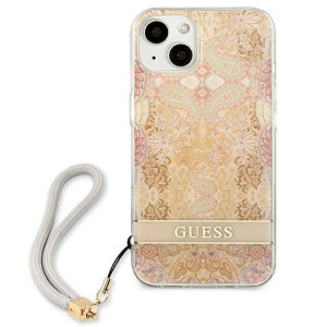 Оригинален гръб с връзка GUESS Flower GUHCP13SHFLSD - iPhone 13 mini златист - Img 3