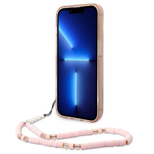Оригинален гръб с гривна GUESS Translucent Pearl Strap GUHCP14LHGCOHP - iPhone 14 Pro розов - Img 4