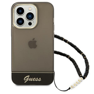 Оригинален гръб с гривна GUESS Translucent Pearl Strap GUHCP14XHGCOHK - iPhone 14 Pro Max черен - Img 2