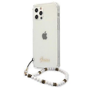 Оригинален гръб с гривна GUESS White Pearl GUHCP12LKPSWH - iPhone 12 Pro Max прозрачен - Img 2