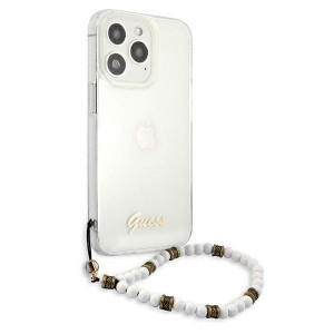 Оригинален гръб с гривна GUESS White Pearl GUHCP13LKPSWH - iPhone 13 Pro прозрачен - Img 4