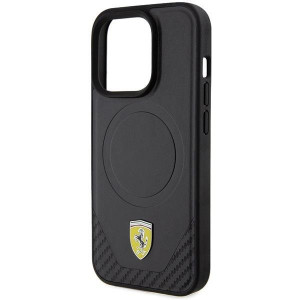 Оригинален гръб FERRARI Carbon Metal Logo MagSafe - iPhone 15 Pro черен - Img 6