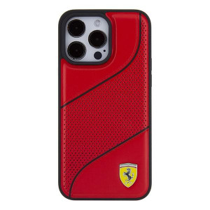 Оригинален гръб FERRARI Perforated Waves Metal Logo - iPhone 15 Pro Max червен - Img 3