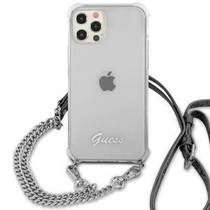Оригинален гръб GUESS 4G Chain с презрамка GUHCP12MKC4GSSI - iPhone 12 / 12 Pro прозрачен - Img 3