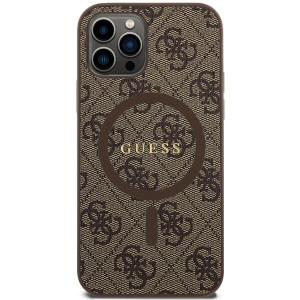 Оригинален гръб GUESS 4G Collection Leather Metal Logo MagSafe - iPhone 12 Pro / iPhone 12 кафяв - Img 3