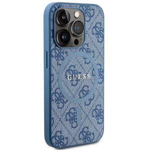 Оригинален гръб GUESS 4G Collection Leather Metal Logo MagSafe - iPhone 14 Pro син - Img 4