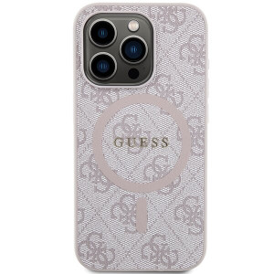 Оригинален гръб GUESS 4G Collection Leather Metal Logo MagSafe - iPhone 15 Pro розов - Img 3