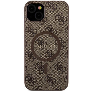 Оригинален гръб GUESS 4G Collection Leather Metal Logo MagSafe - iPhone 15 Plus / 14 Plus кафяв - Img 3