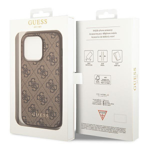 Оригинален гръб GUESS 4G Metal Gold Logo GUHCP14XG4GFBR - iPhone 14 Pro Max кафяв - Img 8