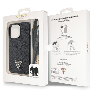 Оригинален гръб GUESS 4G Metal Logo с презрамка GUHCP13LP4TDSCPK - iPhone 13 Pro черен - Img 9