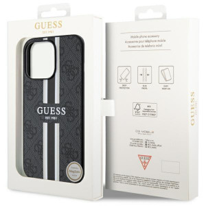 Оригинален гръб GUESS 4G Printed Stripe MagSafe GUHMP13LP4RPSK - iPhone 13 Pro черен - Img 8