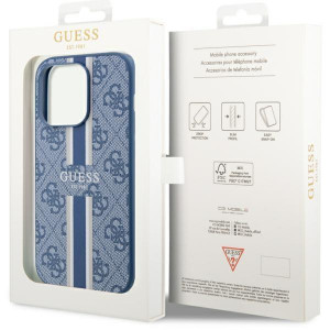 Оригинален гръб GUESS 4G Printed Stripe MagSafe GUHMP14LP4RPSB - iPhone 14 Pro син - Img 8
