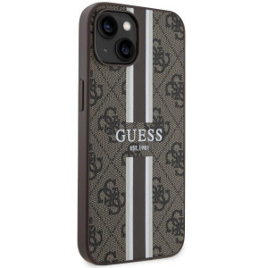 Оригинален гръб GUESS 4G Printed Stripe MagSafe GUHMP14MP4RPSW - iPhone 14 Plus кафяв - Img 4