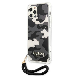 Оригинален гръб GUESS Camo GUHCP12MKSARBK с връзка - iPhone 12 / 12 Pro черен - Img 2