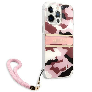 Оригинален гръб GUESS Camo GUHCP13LKCABPI с връзка - iPhone 13 Pro розов - Img 4