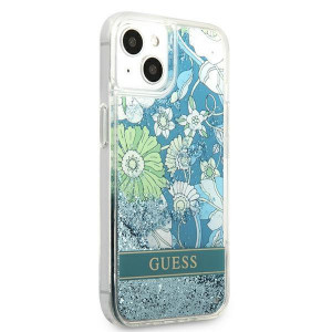 Оригинален гръб GUESS Flower Liquid Glitter GUHCP13MLFLSN - iPhone 13 зелен - Img 4