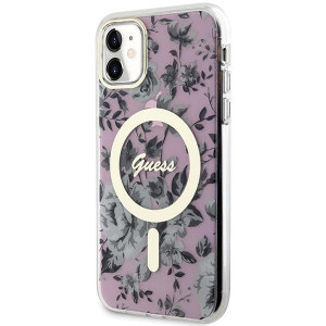 Оригинален гръб GUESS Flower MagSafe GUHMN61HCFWSP - iPhone 11 розов - Img 2