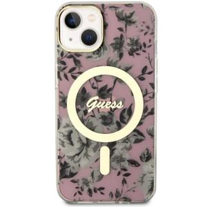 Оригинален гръб GUESS Flower MagSafe GUHMP14MHCFWSP - iPhone 14 Plus розов - Img 3