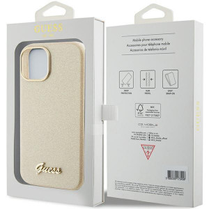 Оригинален гръб GUESS Glitter Glossy Script - iPhone 15 златист - Img 8