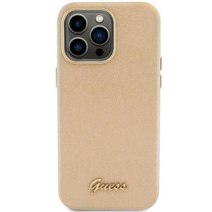 Оригинален гръб GUESS Glitter Glossy Script - iPhone 15 Pro златист - Img 3