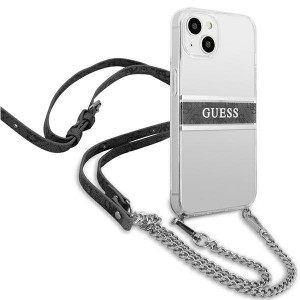 Оригинален гръб GUESS Gray Strap Silver Chain GUHCP13SKC4GBSI - iPhone 13 mini прозрачен / сив - Img 4