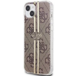 Оригинален гръб GUESS IML 4G Gold Stripe - iPhone 15 Plus / 14 Plus кафяв - Img 2