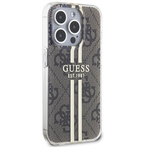 Оригинален гръб GUESS IML 4G Gold Stripe - iPhone 15 Pro Max кафяв - Img 4