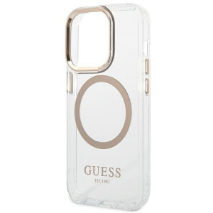 Оригинален гръб GUESS Metal Outline MagSafe GUHMP14LHTRMD - iPhone 14 Pro златист - Img 6