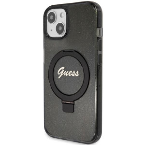 Оригинален гръб GUESS Ring Stand Script Glitter MagSafe - iPhone 15 Plus / 14 Plus черен - Img 2