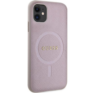 Оригинален гръб GUESS Saffiano MagSafe GUHMN61PSAHMCP - iPhone 11 розов - Img 4