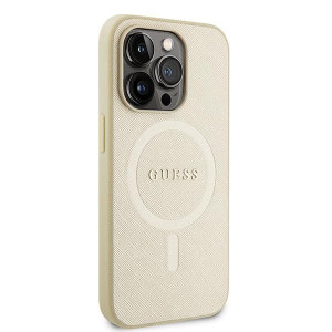 Оригинален гръб GUESS Saffiano MagSafe GUHMP15LPSAHMCB - iPhone 15 Pro златист - Img 4