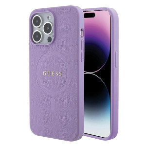 Оригинален гръб GUESS Saffiano MagSafe GUHMP15XPSAHMCU - iPhone 15 Pro Max лилав - Img 1