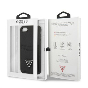 Оригинален гръб GUESS Saffiano Triangle Logo Cardslot GUHCI8PSATPK с външен джоб - iPhone 7 / 8 / SE (2nd gen) / SE (3rd gen) черен - Img 8