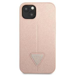 Оригинален гръб GUESS Saffiano Triangle Logo GUHCP13SPSATLP - iPhone 13 mini розов - Img 3