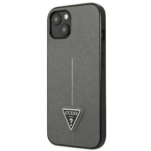 Оригинален гръб GUESS Saffiano Triangle Logo GUHCP14SPSATLG - iPhone 14 сребрист - Img 2