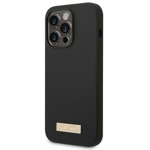Оригинален гръб GUESS Silicone Logo Plate 4G Logo Plate GUHMP14LSBPLK MagSafe - iPhone 14 Pro черен - Img 2
