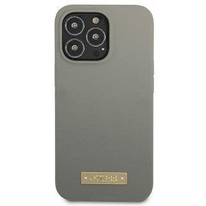 Оригинален гръб GUESS Silicone Logo Plate MagSafe GUHMP13LSPLG - iPhone 13 Pro сив - Img 3