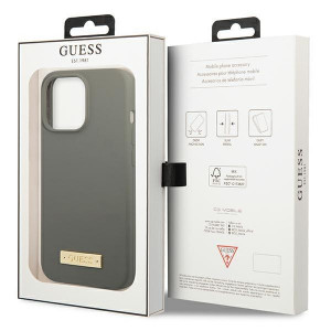 Оригинален гръб GUESS Silicone Logo Plate MagSafe GUHMP13LSPLG - iPhone 13 Pro сив - Img 8