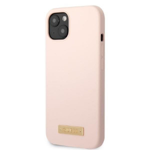 Оригинален гръб GUESS Silicone Logo Plate MagSafe GUHMP13MSBPLP - iPhone 13 розов - Img 2