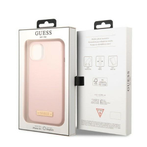 Оригинален гръб GUESS Silicone Logo Plate MagSafe GUHMP13MSBPLP - iPhone 13 розов - Img 8