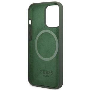 Оригинален гръб GUESS Silicone Logo Plate MagSafe GUHMP13XSPLA - iPhone 13 Pro Max зелено каки - Img 7