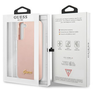 Оригинален гръб GUESS Silicone Script Metal Logo GUHCS23SLSLMGPP - Samsung Galaxy S23 розов - Img 8