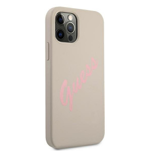 Оригинален гръб GUESS Silicone Vintage Script GUHCP12LLSVSGP - iPhone 12 Pro Max бежов - Img 4