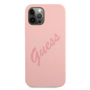 Оригинален гръб GUESS Silicone Vintage Script GUHCP12LLSVSPI - iPhone 12 Pro Max розов - Img 3